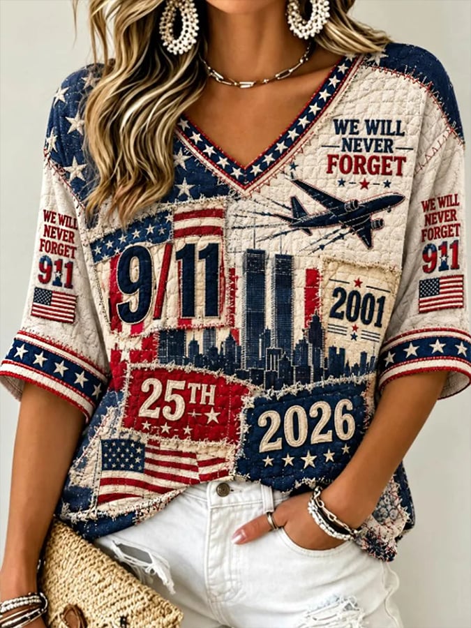 9.11 Never Forget Printed T-Shirts