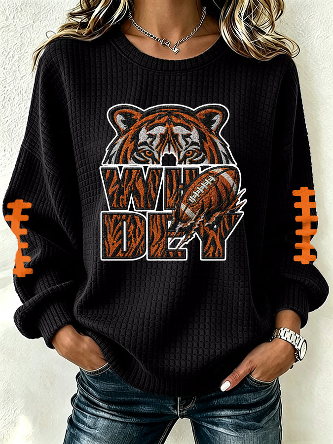 Women'S Football Print Round Neck Sweatshirt