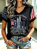 Women's  Retro  9.11 Never Forget Print T-shirt