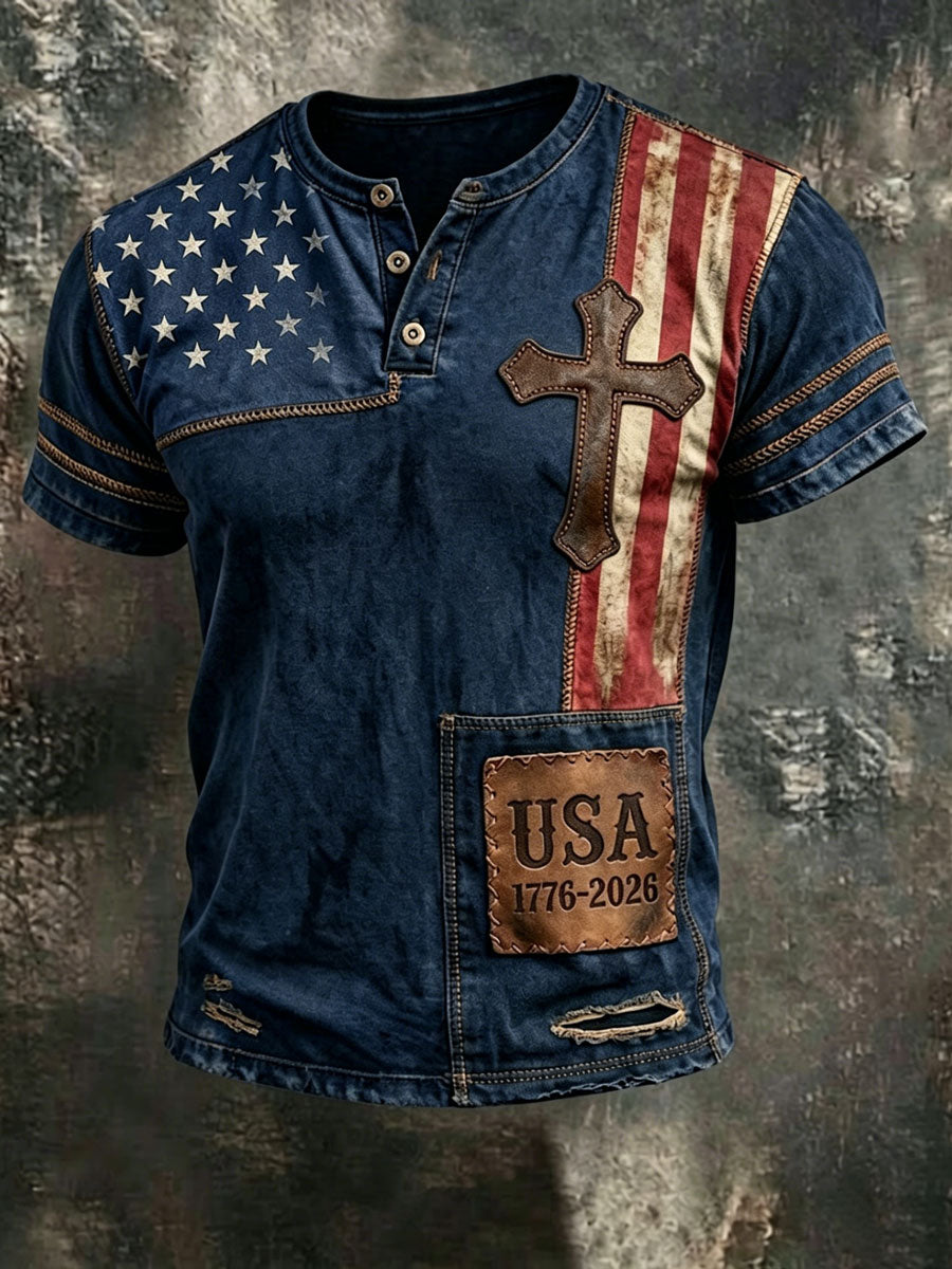 Men'S Retro 250Th Anniversary American Faith Short-Sleeve T-Shirt