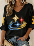 Women'S Football Print Waffle Top