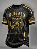 Men's Retro Buffalo Soldier Print Casual T-Shirt