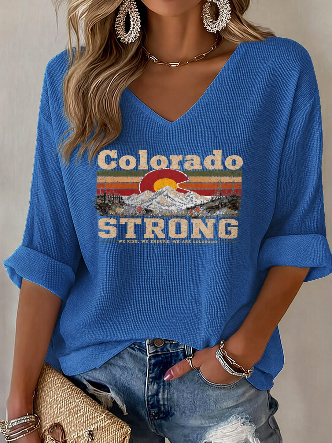 Women'S Colorado Waffle V-Neck Top