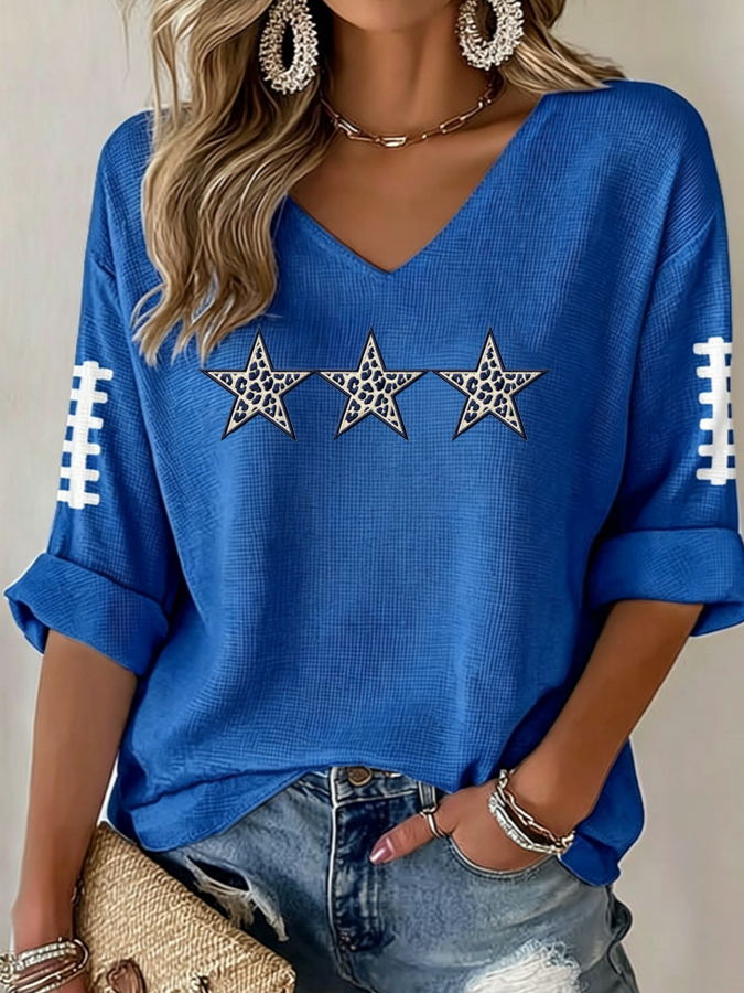 Women'S Football Print Waffle  Top