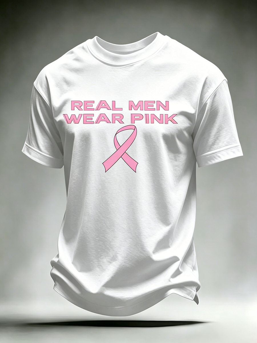 Support Breast Cancer Charity Print Round Neck T-Shirt