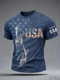 Men'S Casual American 250Th Anniversary Patriotic Printed Round Neck Short Sleeved T-Shirt