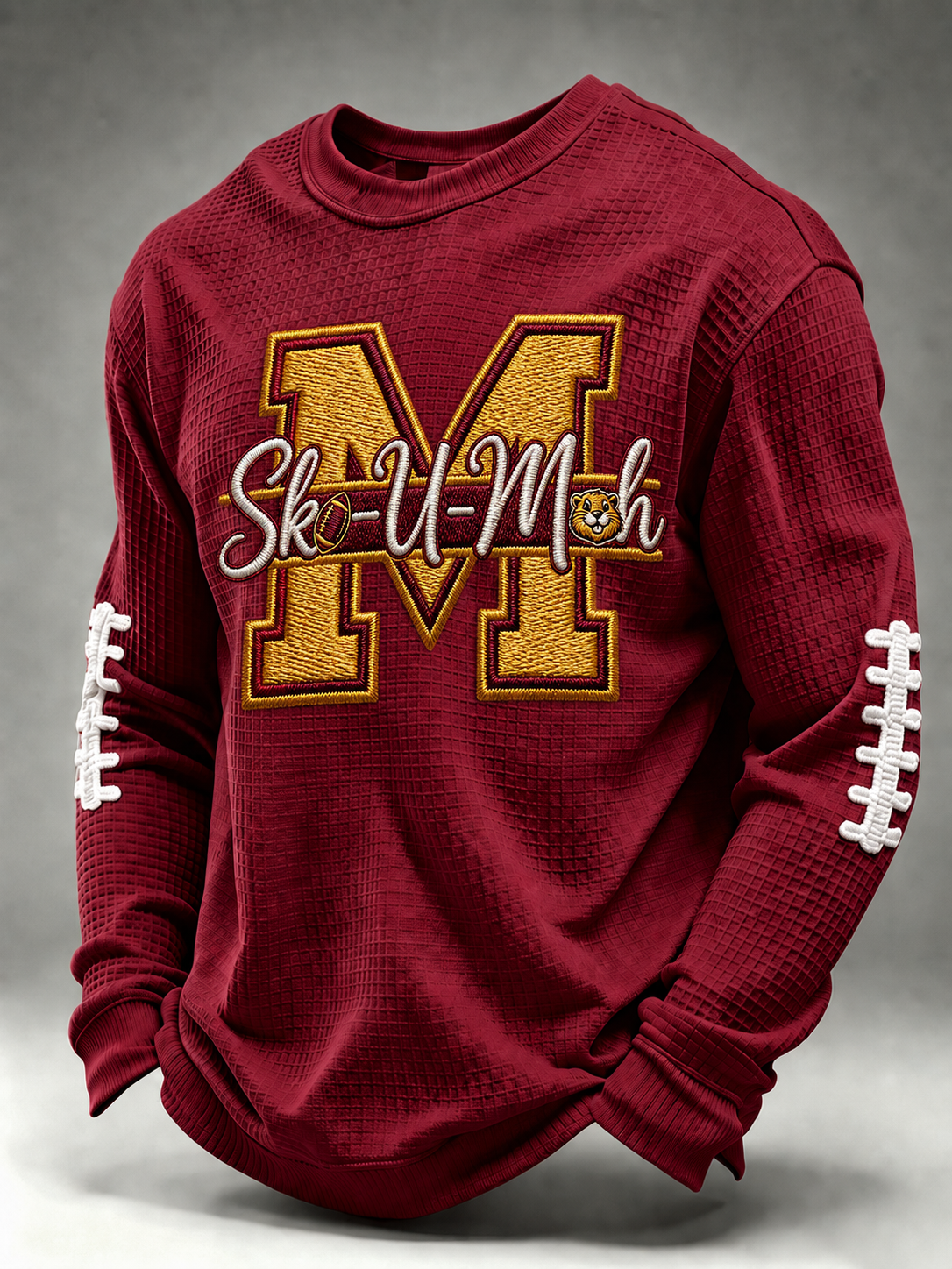 Men'S Football Printed Waffle Sweatshirt