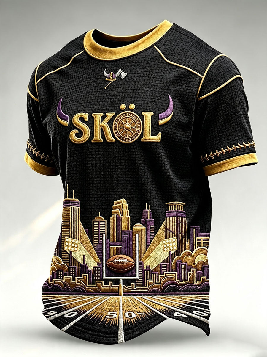 Men'S Football Print Waffle T-Shirt