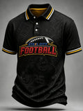 Men's Football Shoulder Sleeve Printed Casual Polo Shirt