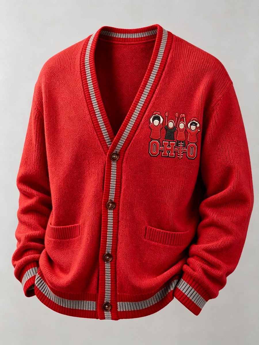 Men'S Casual Football Printed Cardigan