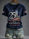 Women's America's 9/11 Patriot Day Print V Neck T-shirt