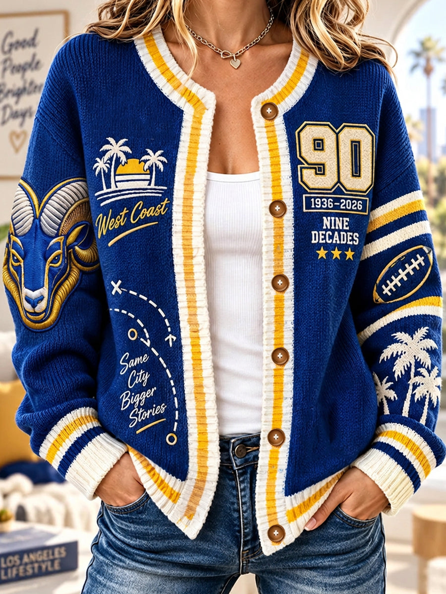 Women's casual Football plant knitted cardigan top