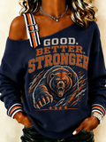 Women's Good Better Stronger Football Gameday Gift For Football Fans Casual V-Neck Tee