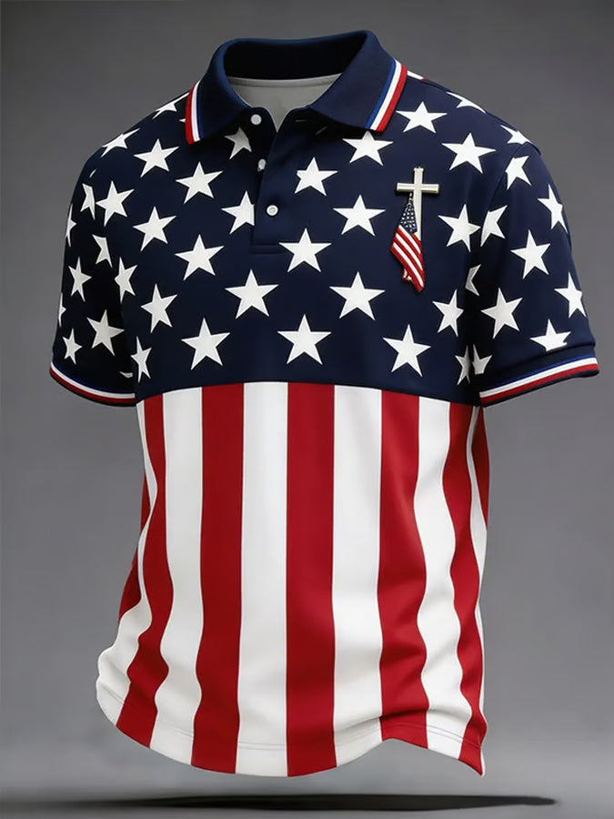 Men'S 250th Anniversary Printed Casual Polo Shirt