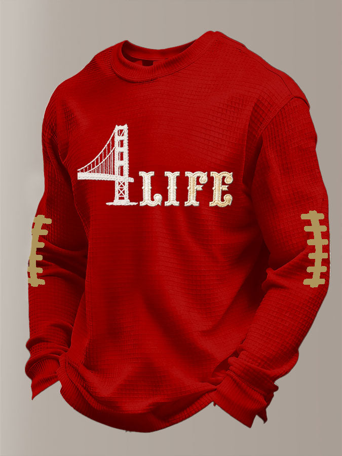 Men'S Football Printed Waffle Sweatshirt
