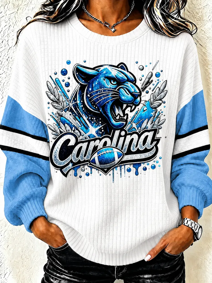 Women'S Football Print Checkered Sweatshirt