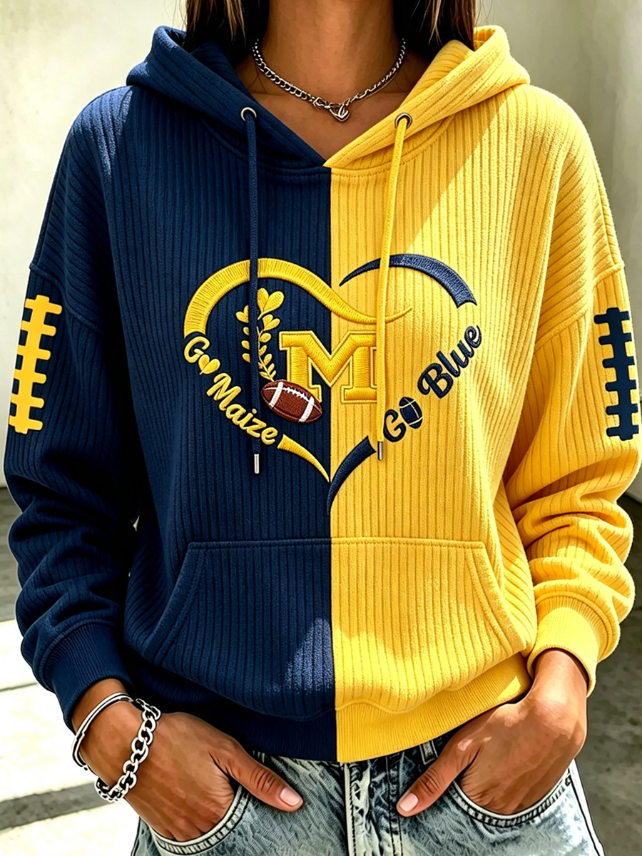 Women'S College Football Printed Hooded Sweatshirt