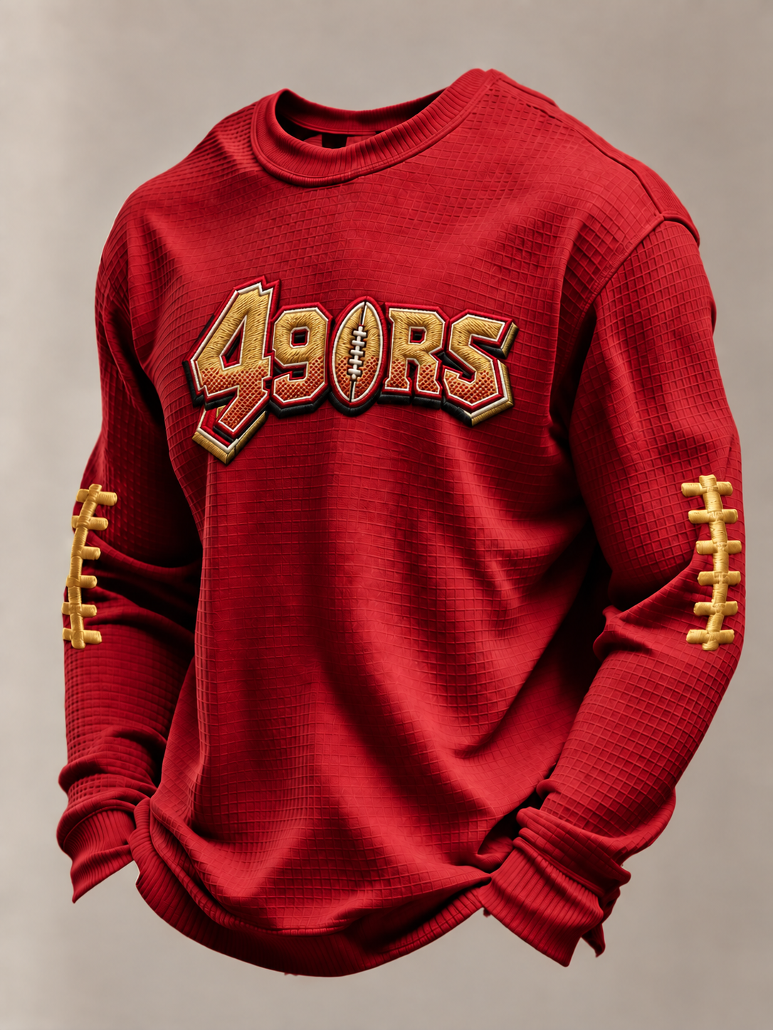 Men'S Football Printed Waffle Sweatshirt