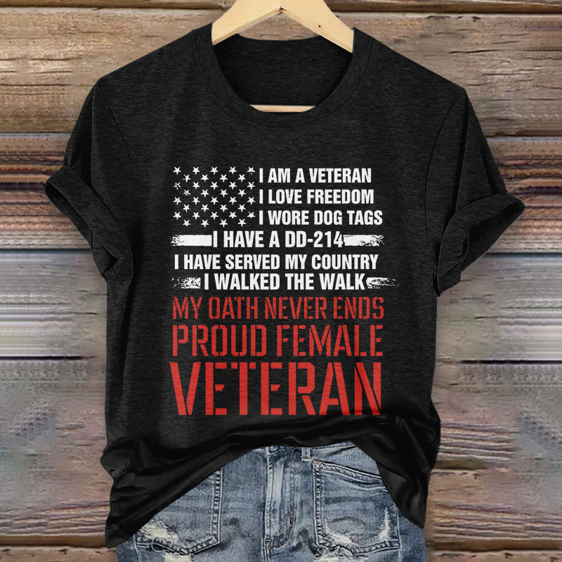 Women's Proud Female Veteran Casual T-Shirt