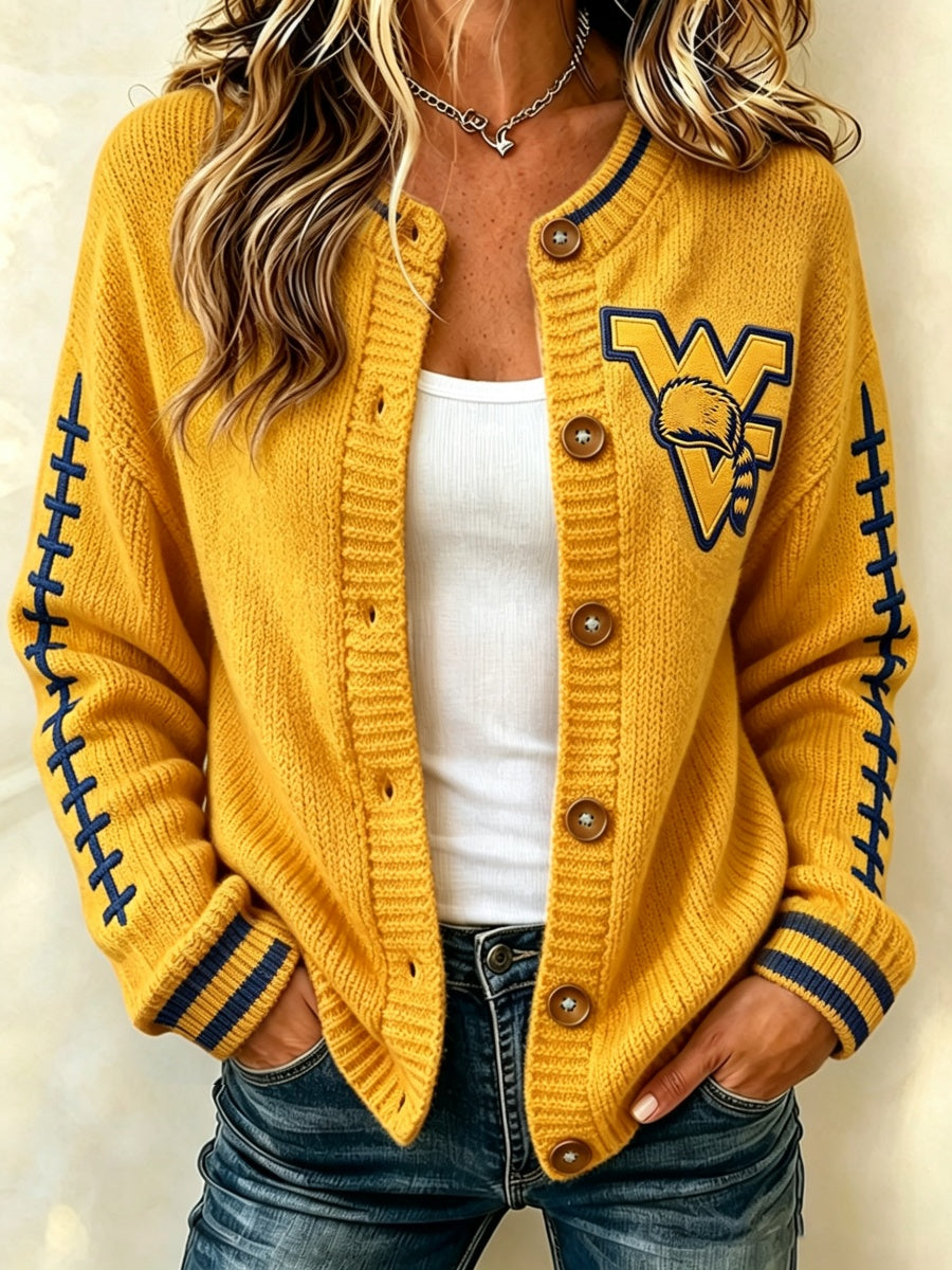 Women's Football Pattern Knitted Cardigan Top