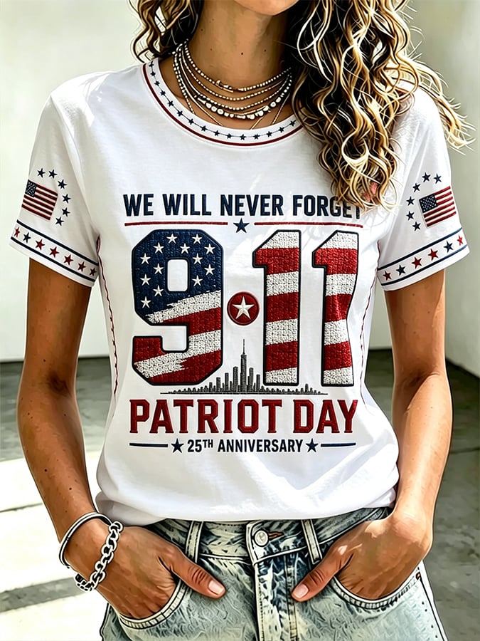 Women's 9.11 Never Forget Printed Casual Tops