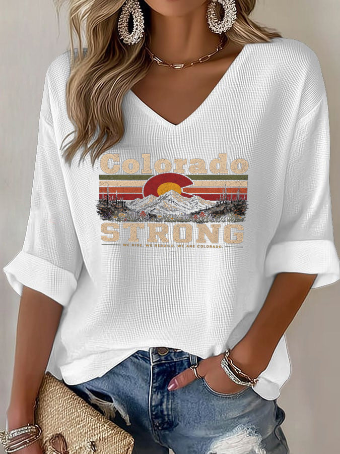 Women'S Colorado Waffle V-Neck Top