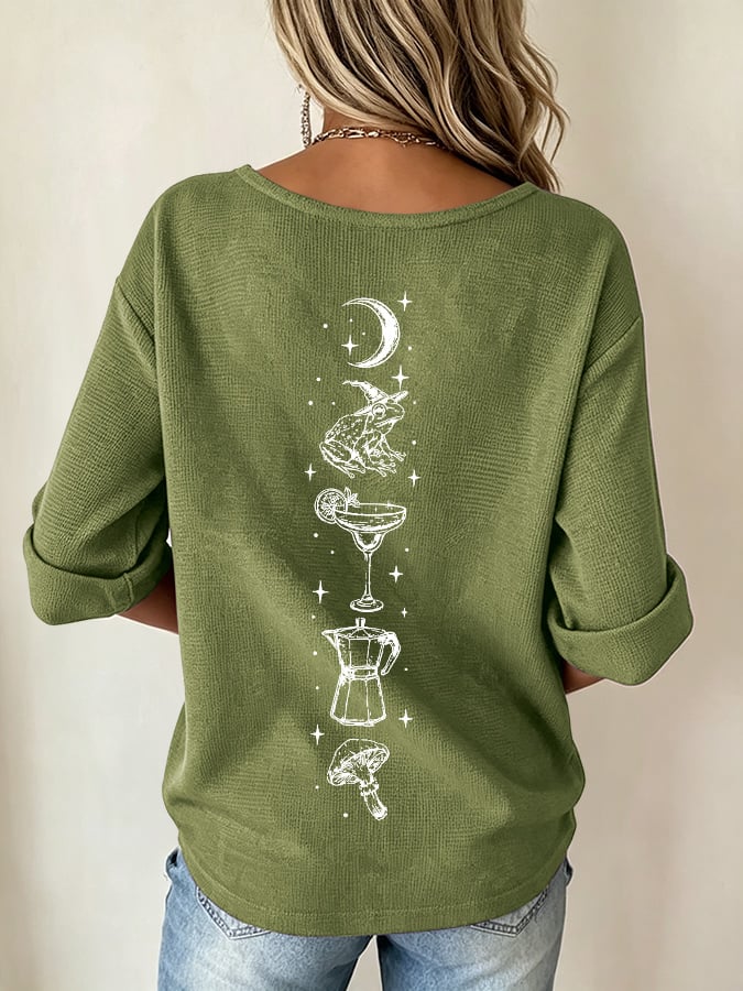Women's Midnight Margaritas Print V Neck Top