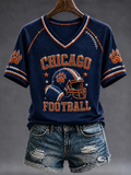 Women'S Football Gameday Gift For Football Fans V-Neck Short Sleeve T-Shirt