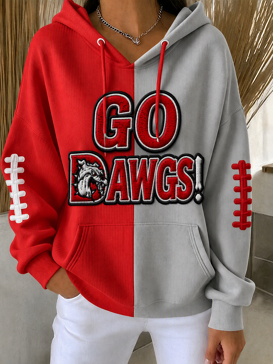 Women'S Football Print Hooded Sweatshirt