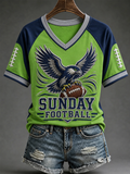 Women'S V-Neck Off Shoulder Short Sleeved T-Shirt