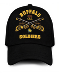 Mens Black African American History Black Buffalo Soldier Print Hat