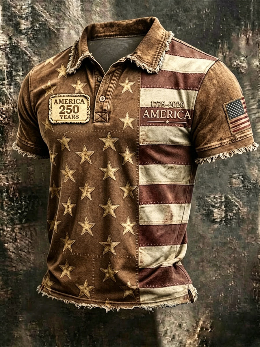 Men'S 250Th Anniversary Printed Casual Polo Shirt