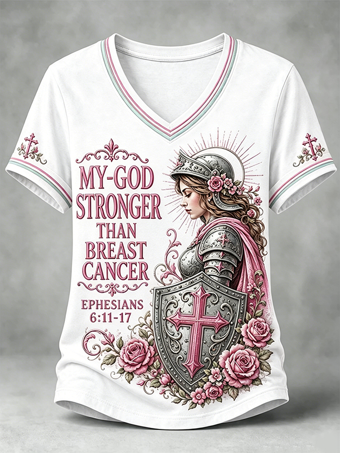 Women'S Breast Cancer Awareness Printed Casual T-Shirt