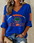 Women'S Football Print Waffle  Top