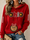 Women's Football Print Hooded Sweatshirt