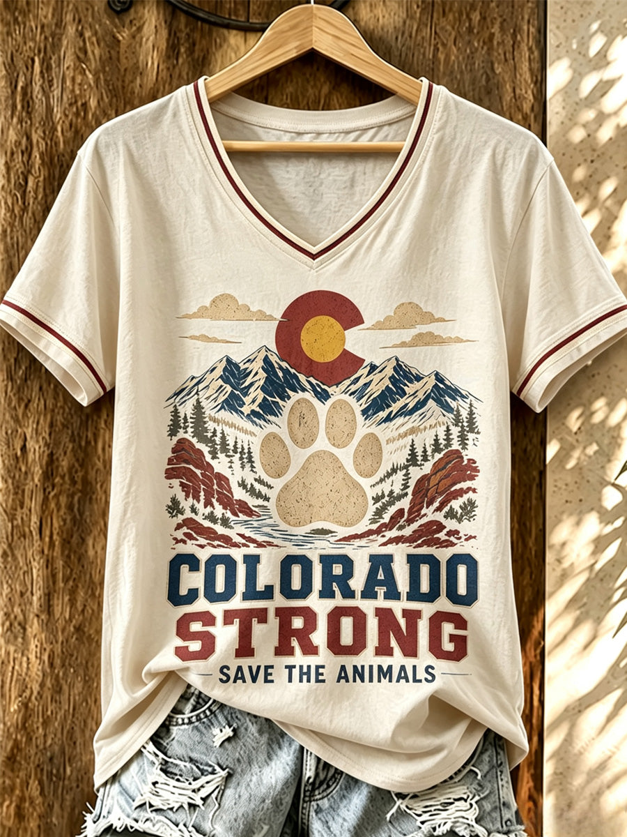 Women'S Colorado Strong Printed V-Neck T-Shirt