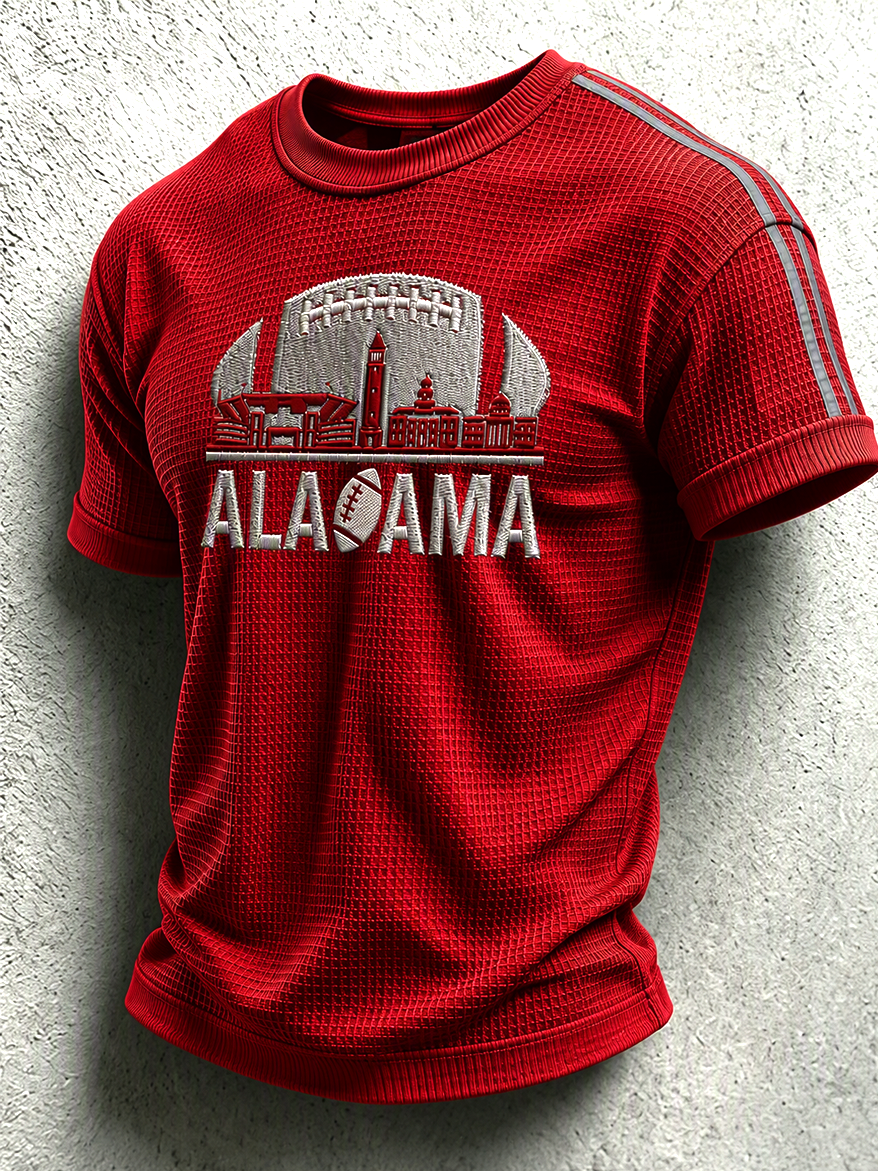 Men's University Football Print Waffle T-shirt