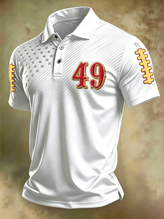 Men'S Football Print Polo T-Shirt