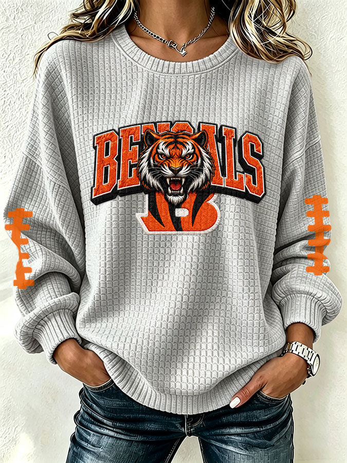 Women'S Football Print Round Neck Sweatshirt