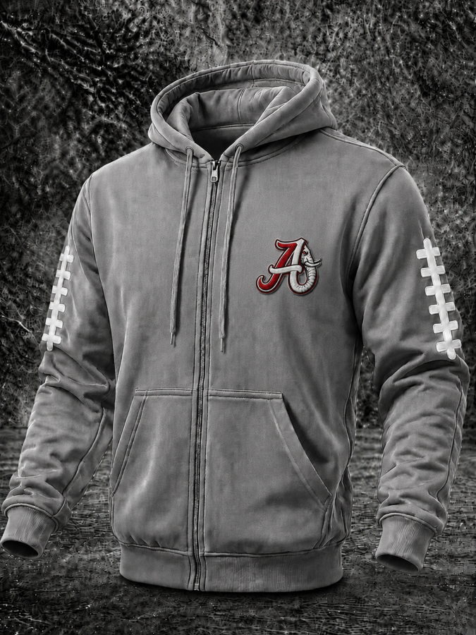Men'S Sports Football Printed Zipper Hoodie