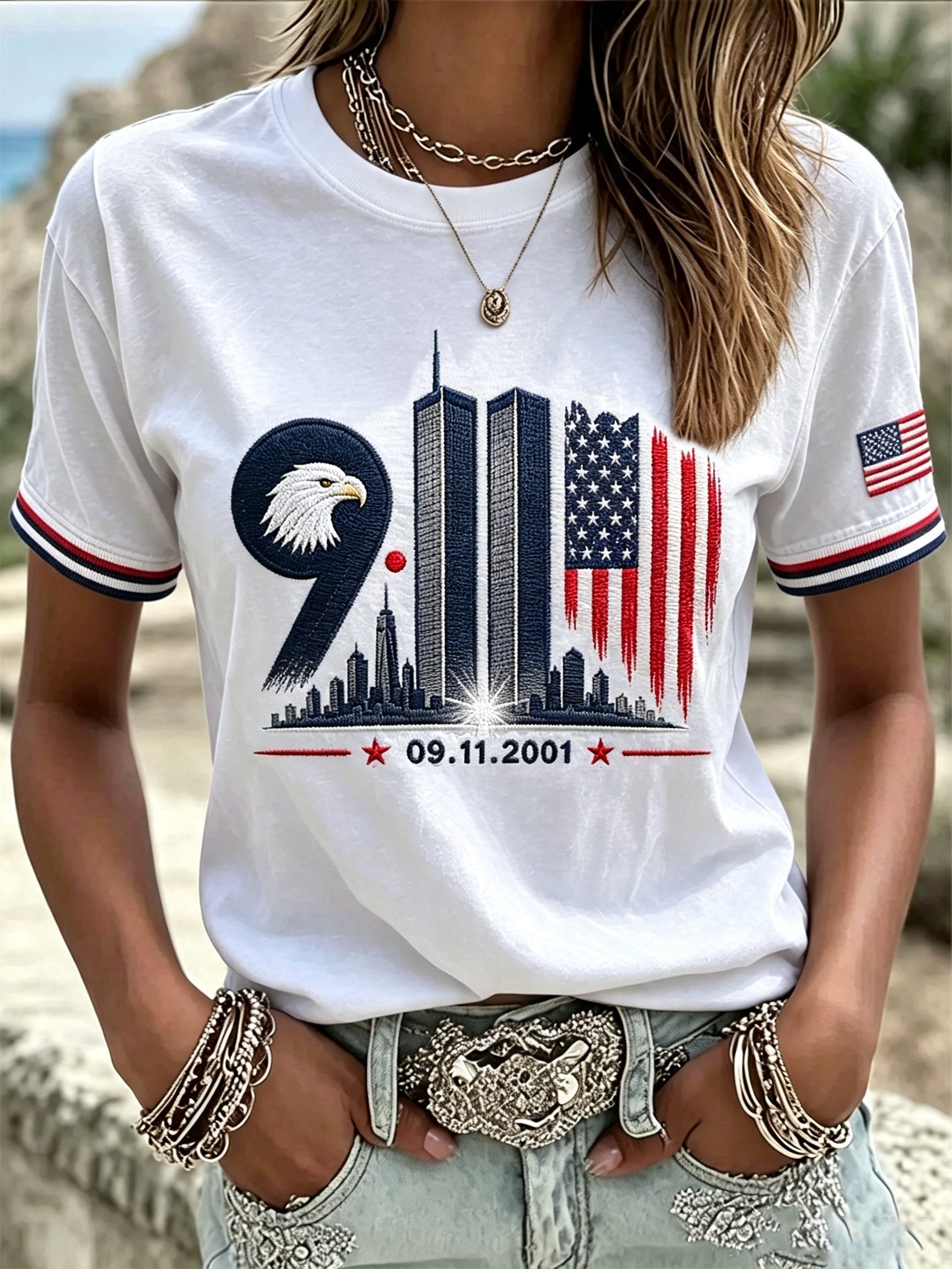 Women's 9.11 We Will Always Remember Printed T-shirt