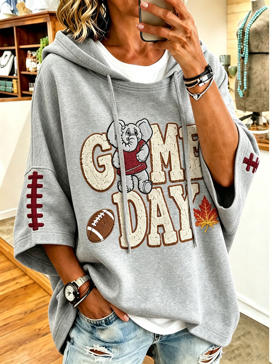 Women'S Retro Rugby Printed Hoodie