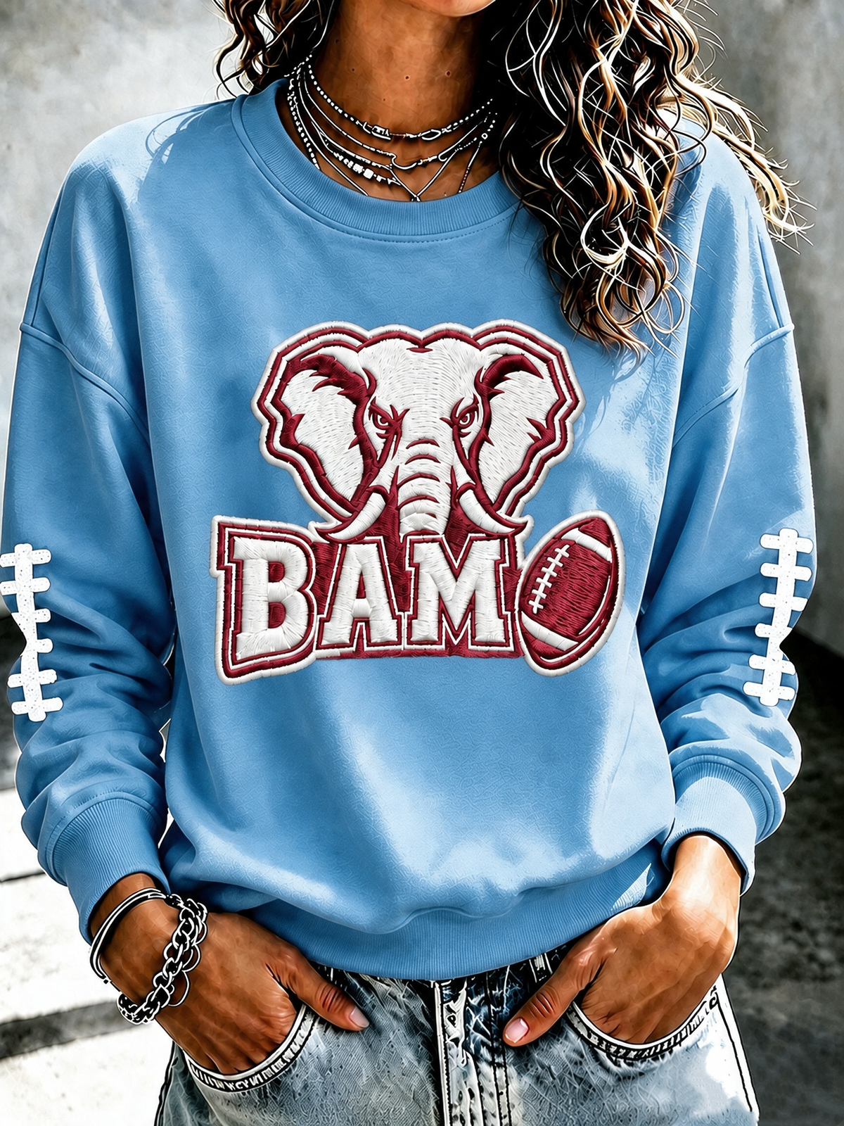 Women'S Football Printed Round Neck T-Shirt