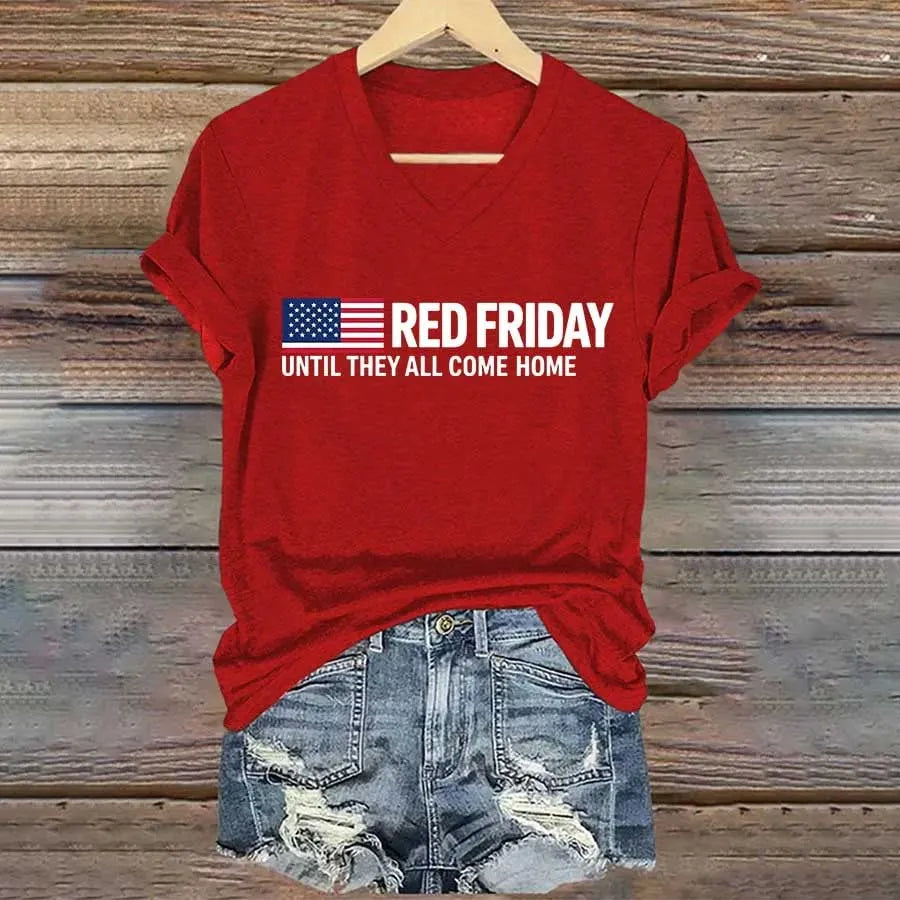 Women's Red Friday Print T-shirt