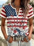 Women's USA 250th Anniversary Cotton Linen Printed T-Shirt