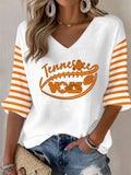 Women'S Football Print Waffle Top