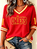 Women'S Casual Rugby Enthusiasts Waffle Top