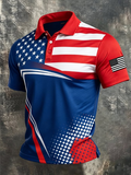 Men'S American flag Print Casual Polo Shirt