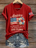 Women's American Flag 250Th Anniversary Print Casual T-shirt