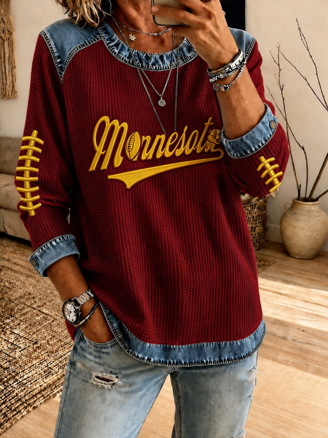 Women'S Football Printed Casual Long Sleeve Top